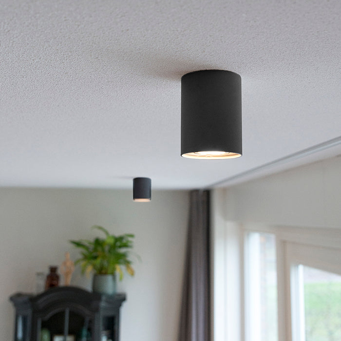 QAZQA Spot zwart en staal draai- en kantelbaar - Rondoo up