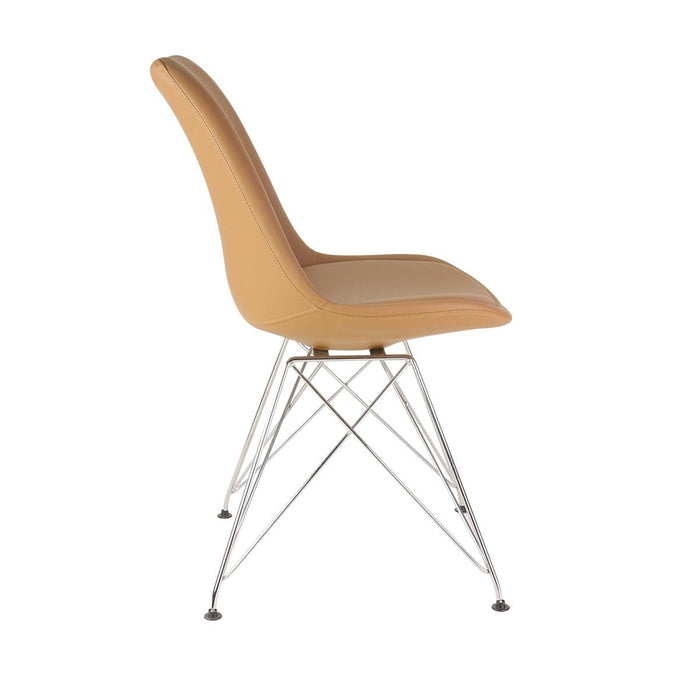 Essence Metal eetkamerstoel kunstleer cognac - chroom onderstel