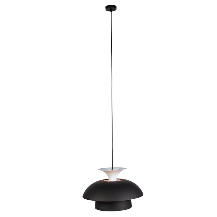 QAZQA Moderne ronde hanglamp zwart met wit 3-laags - Titus