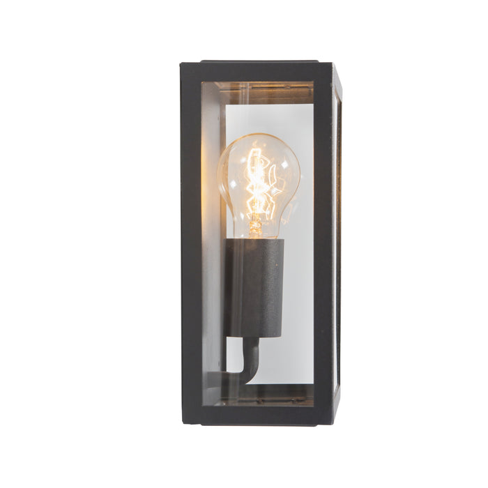 QAZQA Industriële buiten wandlamp zwart met glas 25,5 cm IP44 -