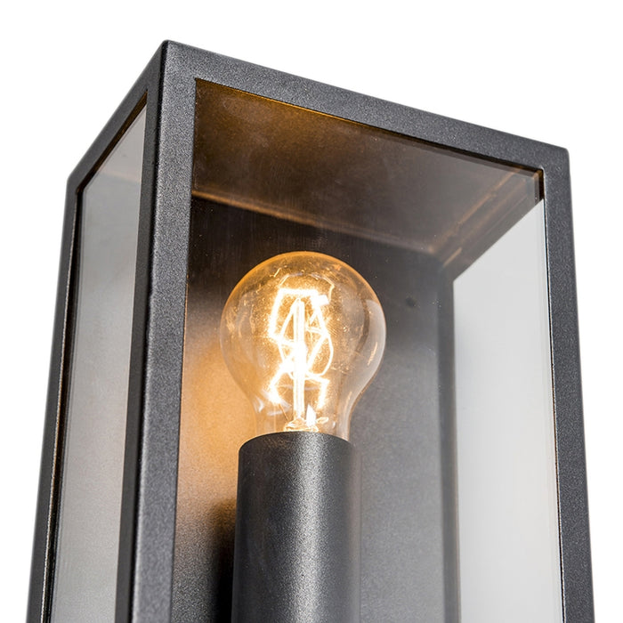 QAZQA Industriële buiten wandlamp zwart met glas 25,5 cm IP44 -