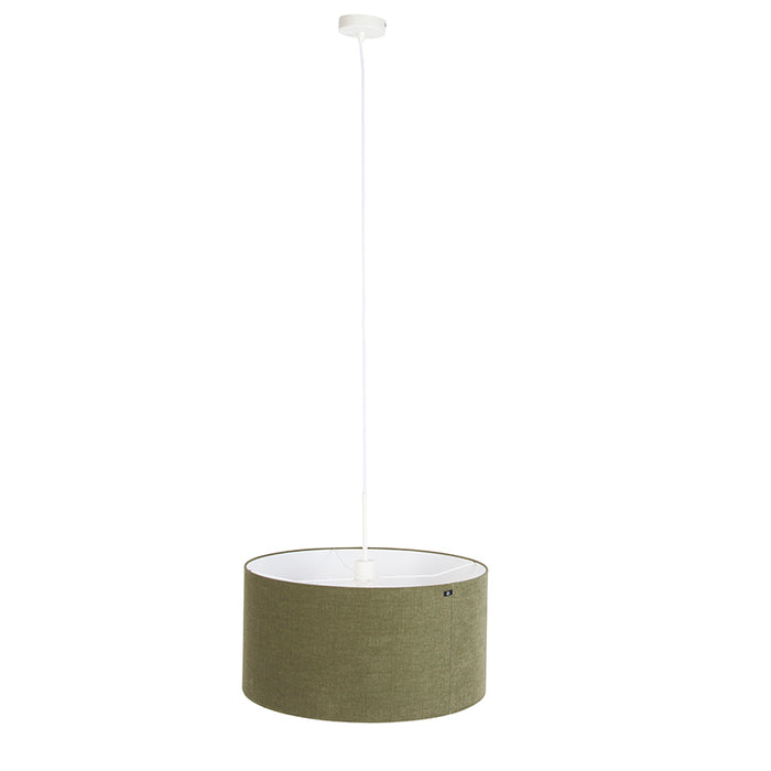 QAZQA Hanglamp wit met groene kap 50 cm - Combi 1