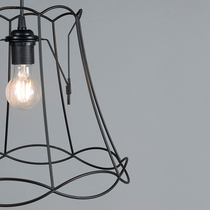 QAZQA Retro hanglamp zwart 35 cm - Granny Frame