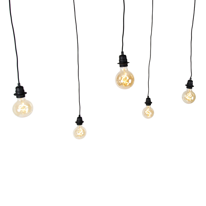 QAZQA Industriële hanglamp zwart 5-lichts - Cava