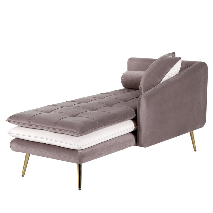 Beliani - GONESSE - Chaise longue - Taupe - Linkerzijde - Polyester
