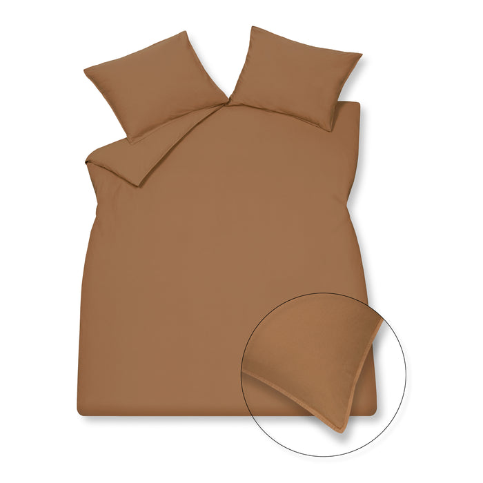Vandyck Washed Cotton Dekbedovertrek 140 x 200/220 cm - Cognac