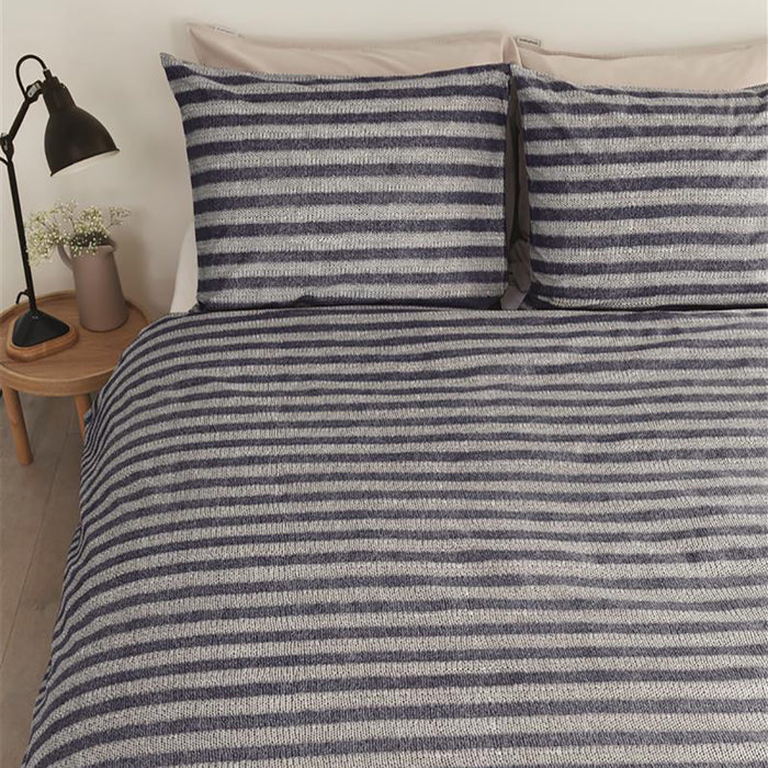 Ariadne at Home Knit Stripes Dekbedovertrek 240 x 200/220 cm - Blauw