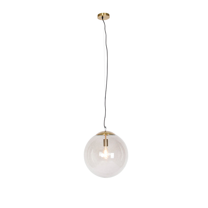 QAZQA Moderne hanglamp messing met smoke glas 40 cm - Ball