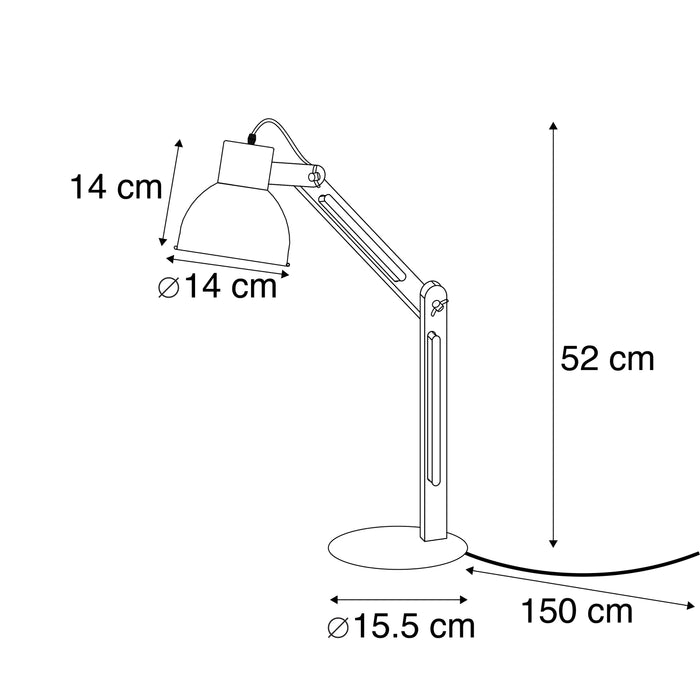 QAZQA Industriële tafellamp zwart met hout - Woodi