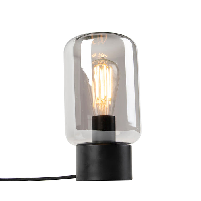 QAZQA Design tafellamp zwart met smoke glas - Bliss Cute