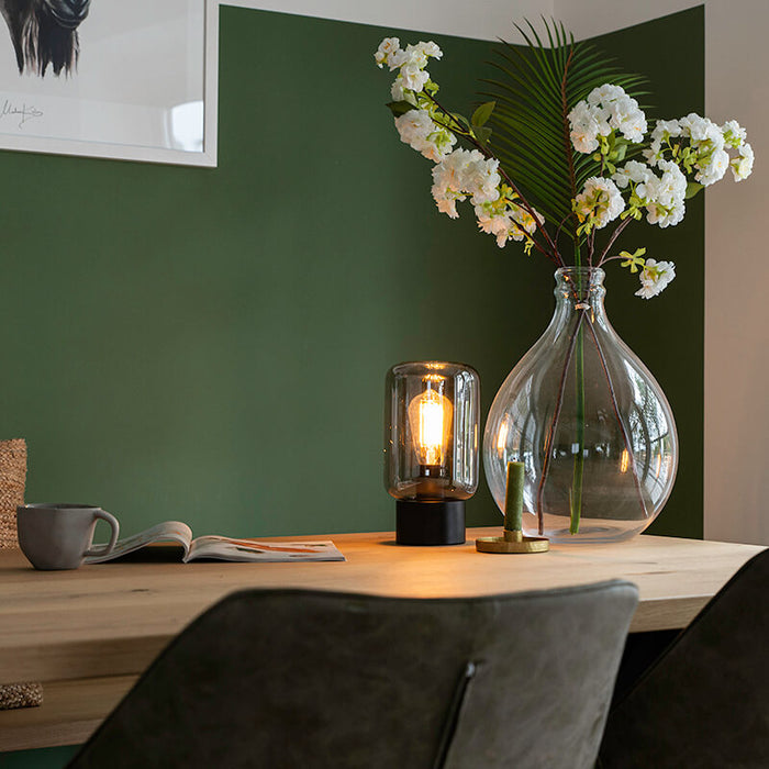 QAZQA Design tafellamp zwart met smoke glas - Bliss Cute