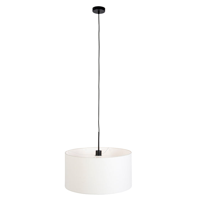 QAZQA Moderne hanglamp zwart met witte kap 50 cm - Combi 1