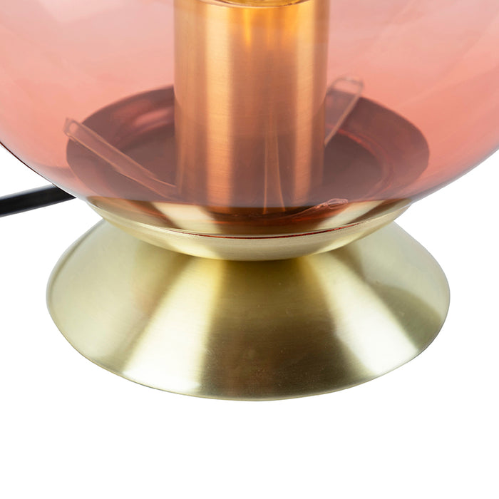 QAZQA Art deco tafellamp messing met roze glas - Pallon