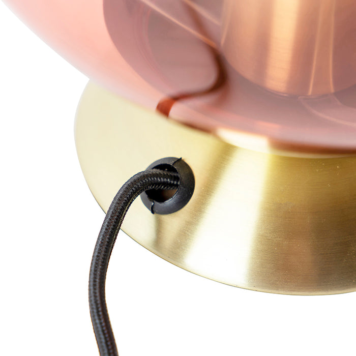 QAZQA Art deco tafellamp messing met roze glas - Pallon