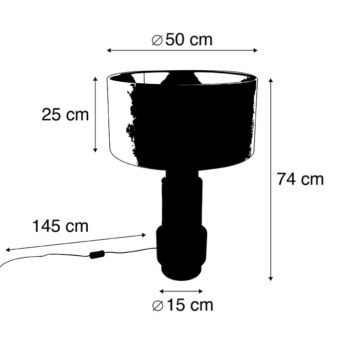 QAZQA Art deco tafellamp met kap wit 50 cm - Bruut