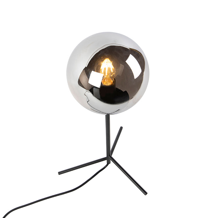 QAZQA Art deco tafellamp zwart met smoke glas 45,5 cm - Pallon