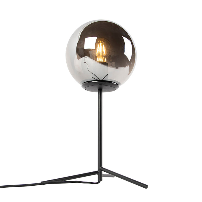 QAZQA Art deco tafellamp zwart met smoke glas 45,5 cm - Pallon