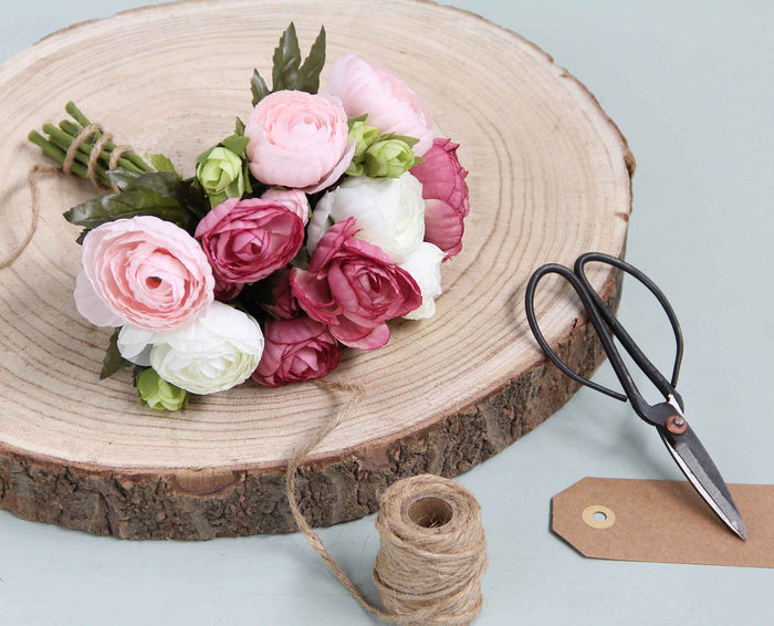 Mica Decorations Ranonkels Kunstbloemen Boeket - H22 x Ø19 cm - Roze