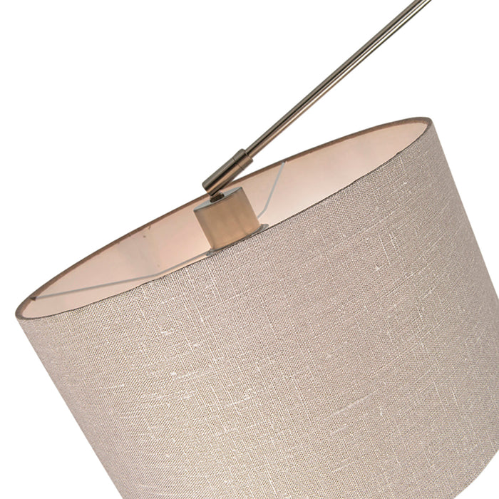 QAZQA Hanglamp staal met kap 35 cm taupe verstelbaar 2-lichts - Blitz