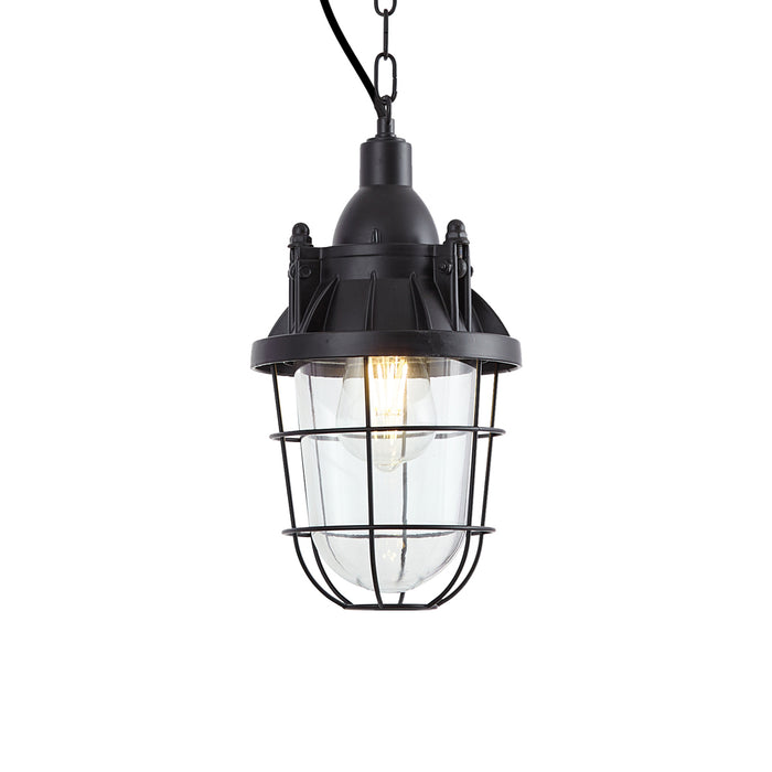 QAZQA Industriële hanglamp zwart met glas - Cabin