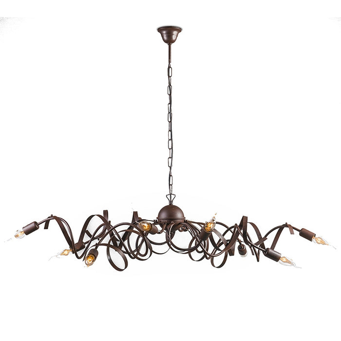 QAZQA Landelijke kroonluchter bruin 10-lichts - Ricciolo