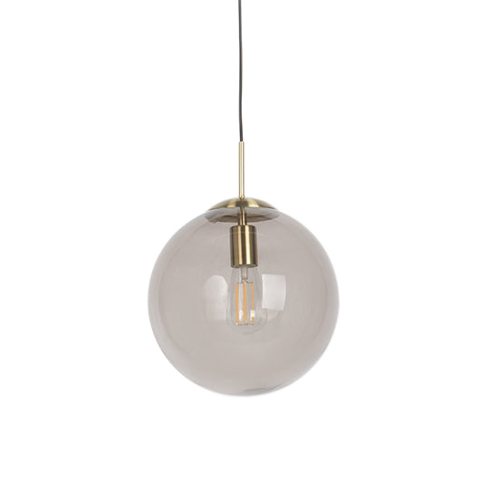 QAZQA Moderne hanglamp messing met smoke glas 30 cm - Ball