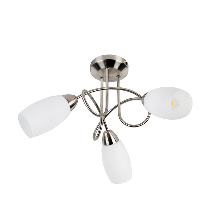 QAZQA Klassieke plafondlamp staal 3-lichts - Fortress