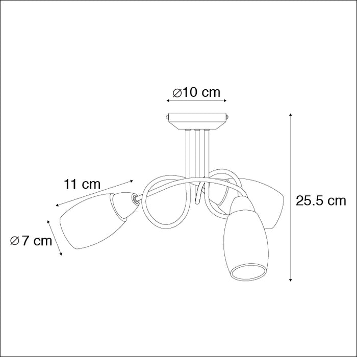 QAZQA Klassieke plafondlamp staal 3-lichts - Fortress