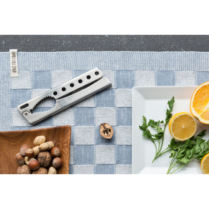 Knit Factory Gebreide Placemat  Block - Ecru|Jeans - 50x30 cm