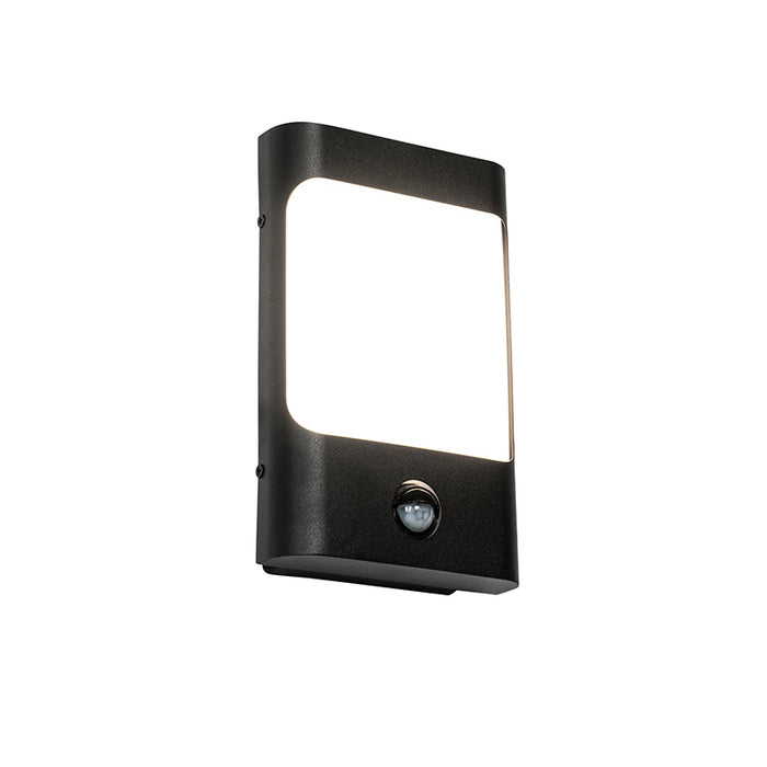 QAZQA Wandlamp zwart incl. LED IP44 met bewegingssensor - Khuvan