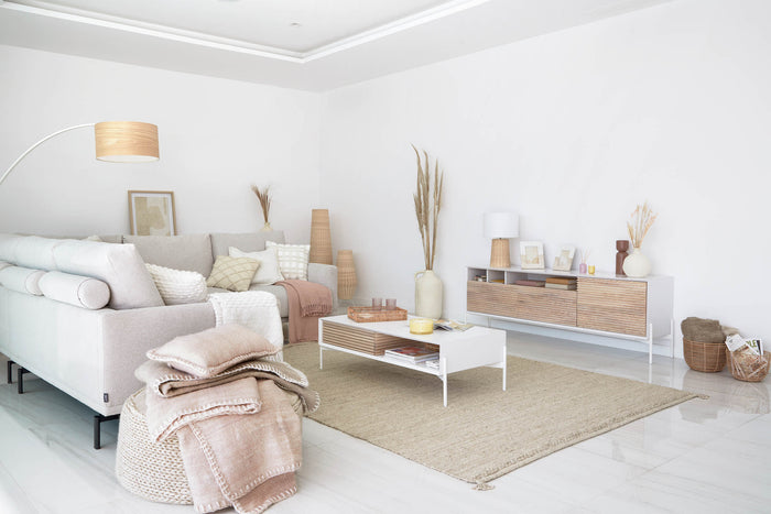 Kave Home - Fotolijst Uria in wit marmer en beige steen 23 x 18 cm
