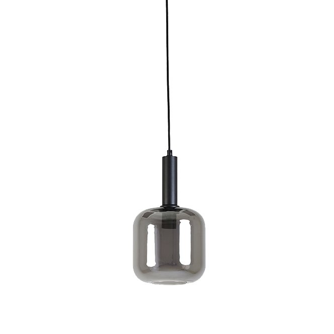 Light & Living Light&living Hanglamp Ø16x26 cm LEKAR zwart+smoke glas