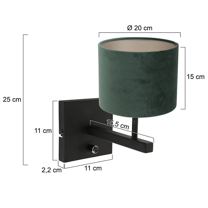 Steinhauer - wandlamp - Stang - zwart - metaal velours stof -