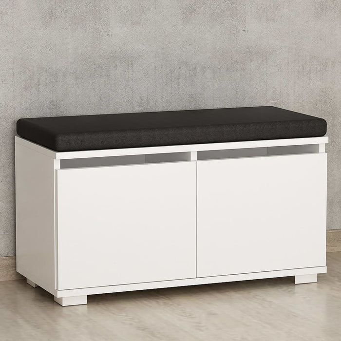 Homemania Schoenenkast met poef Drago 80x35x42 cm wit en zwart