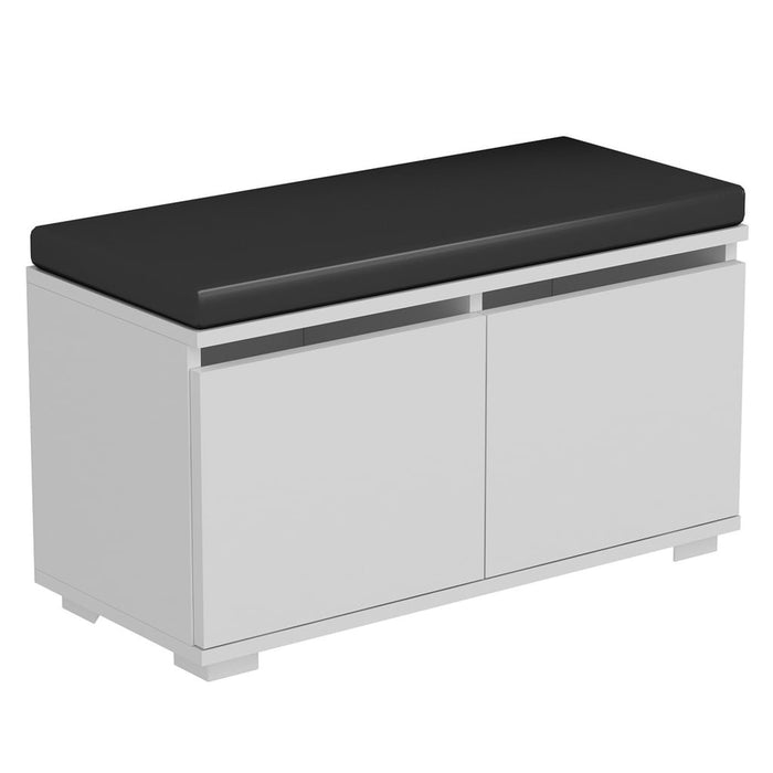 Homemania Schoenenkast met poef Drago 80x35x42 cm wit en zwart