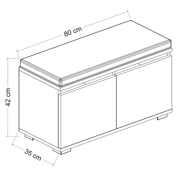 Homemania Schoenenkast met poef Drago 80x35x42 cm wit en zwart