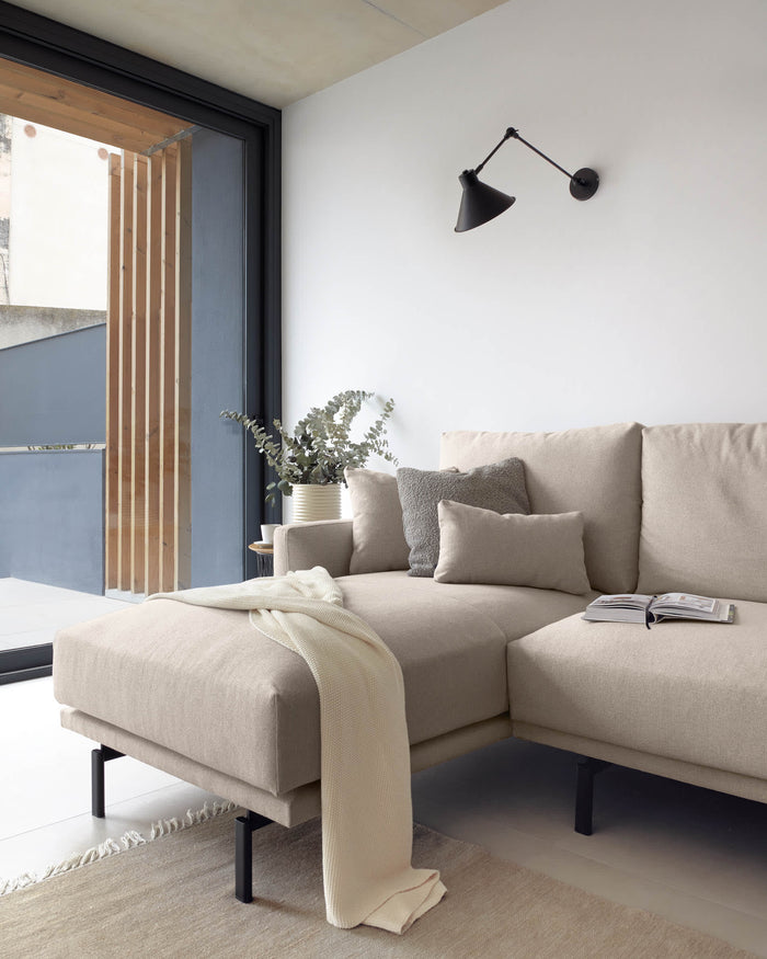 Kave Home - 3-zitsbank Galene beige linkse chaise longue 254 cm