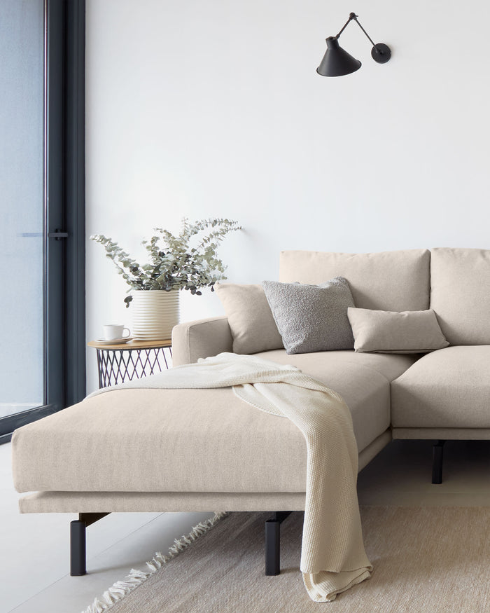 Kave Home - 3-zitsbank Galene beige linkse chaise longue 254 cm