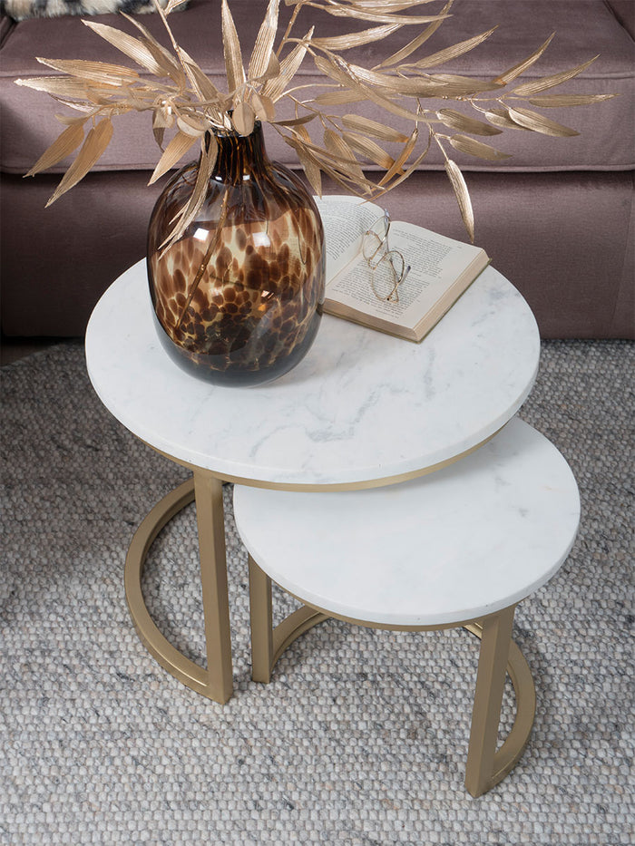 Salontafel Jasmin Marmer - Set van 3 - Wit|Goud