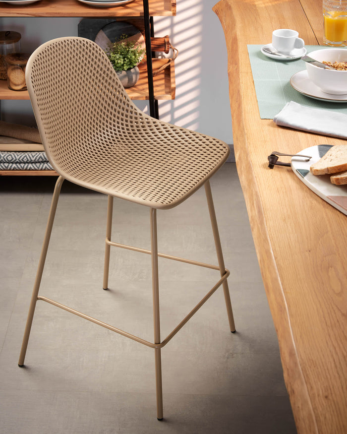 Kave Home - Kruk Quinby beige hoogte 75 cm
