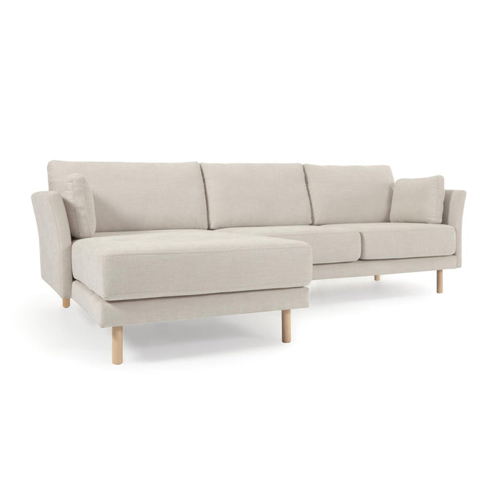 Kave Home - Gilma beige 3-zitsbank met links|rechts chaise longue met