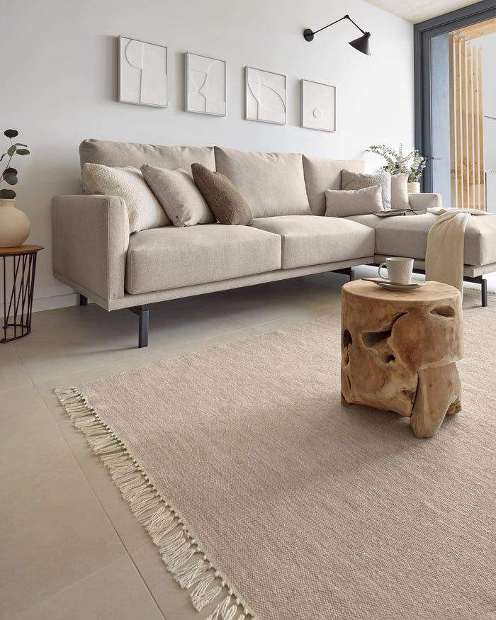Kave Home - 3-zitsbank Galene beige rechtse chaise longue 254 cm