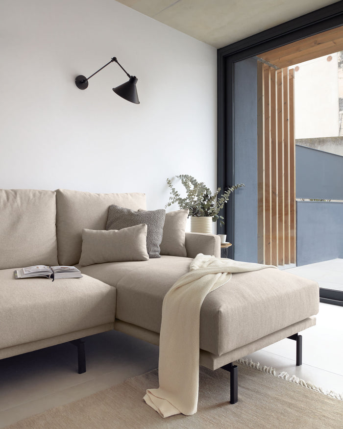 Kave Home - 3-zitsbank Galene beige rechtse chaise longue 254 cm