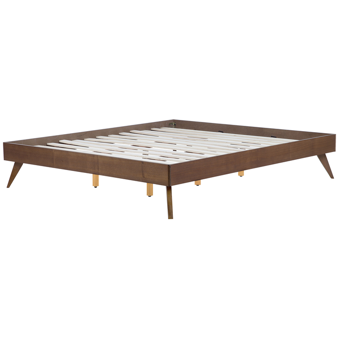 Beliani-BERRIC -Tweepersoonsbed-Donkere houtkleur-180 x 200 cm-MDF