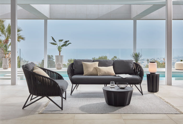 Kave Home - Branzie zwarte fauteuil van touw