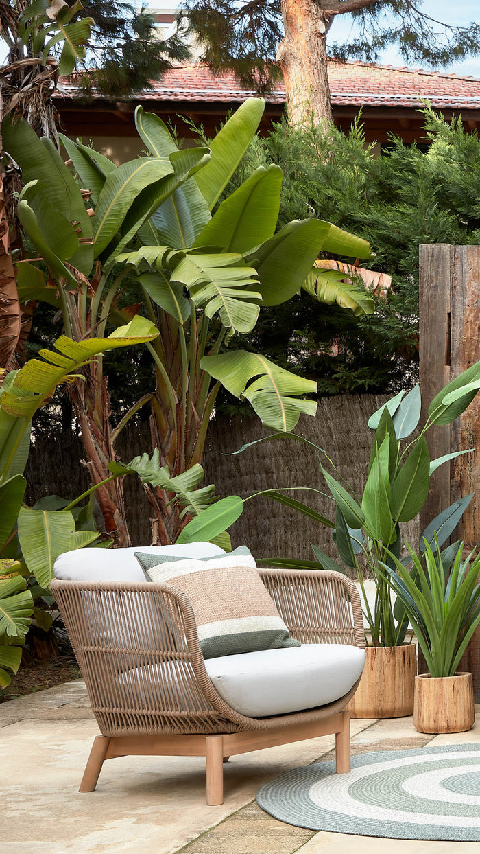 Kave Home - Catalina fauteuil gemaakt met beige touw en FSC massief