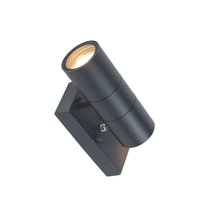 QAZQA Buiten wandlamp donkergrijs 2-lichts met schemersensor - Duo