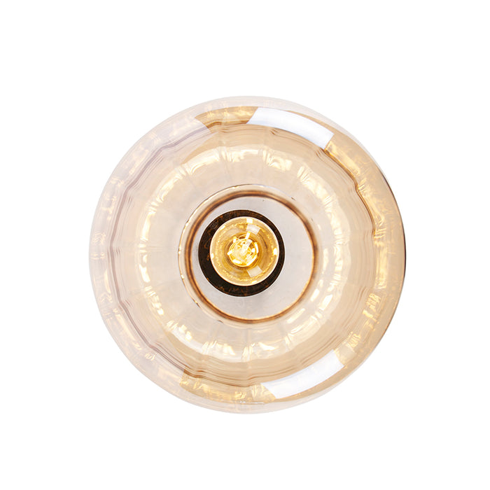 QAZQA Design plafondlamp zwart met amber glas - Qara