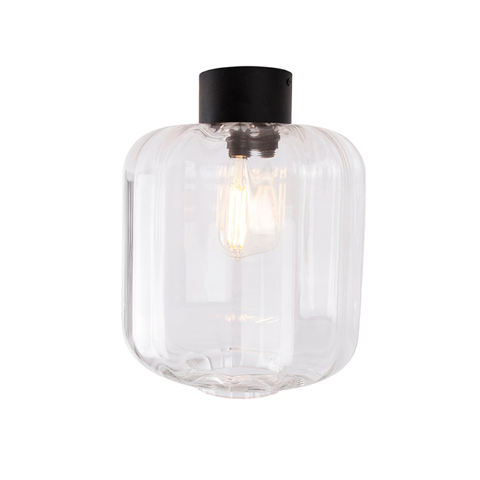 QAZQA Design plafondlamp zwart met helder glas - Qara