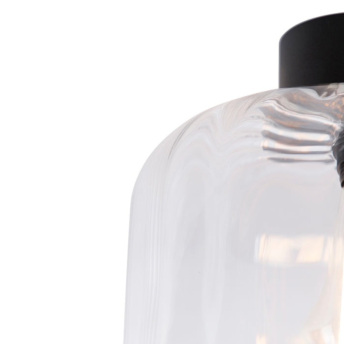 QAZQA Design plafondlamp zwart met helder glas - Qara
